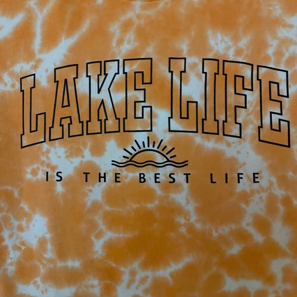 Lake Life is the Best Life Coral Tie Dye Tee T-Shirt NWOT Unisex Size Medium - Picture 5 of 6